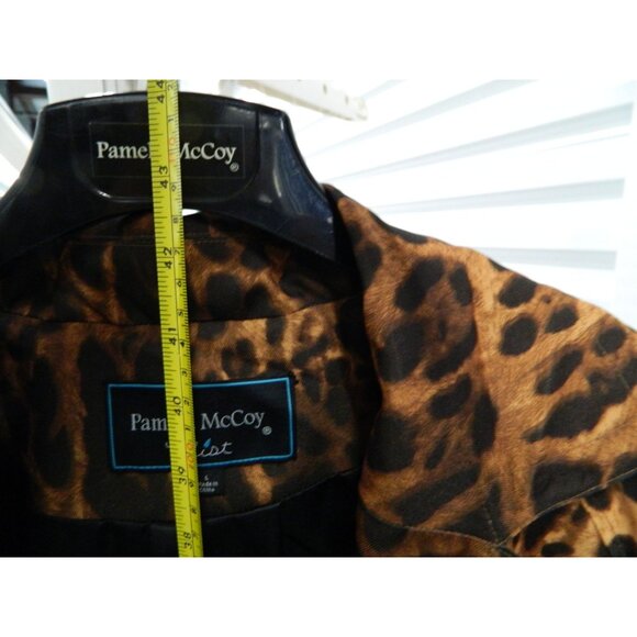Pamela McCoy Mist Leopard Print Womens Robe Jacket With Tie Waist Size Large - Picture 9 of 16